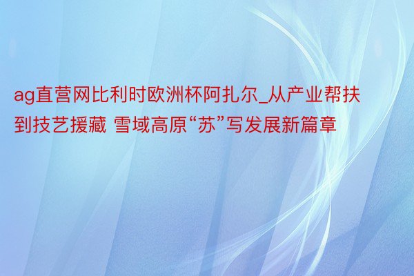 ag直营网比利时欧洲杯阿扎尔_从产业帮扶到技艺援藏 雪域高原“苏”写发展新篇章