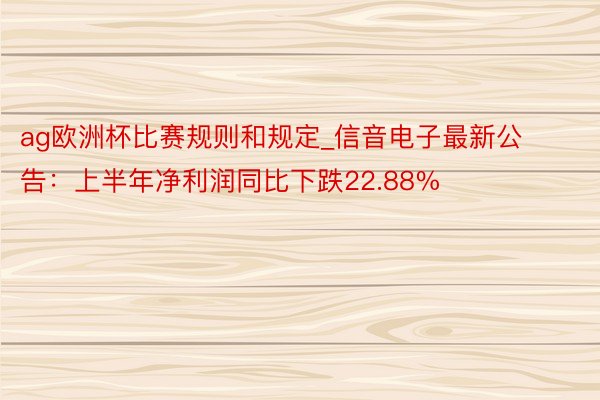 ag欧洲杯比赛规则和规定_信音电子最新公告：上半年净利润同比下跌22.88%