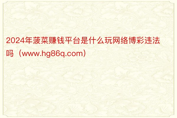 2024年菠菜赚钱平台是什么玩网络博彩违法吗（www.hg86q.com）
